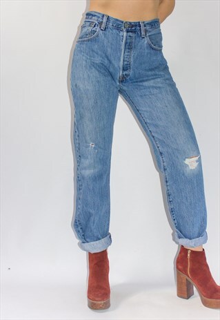 VINTAGE 90'S HIGH WAIST DISTRESSED 501 LEVI'S