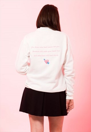 SWEATSHIRT LOVE TURTLENECK EMBROIDERED HEART PINK WOMENS