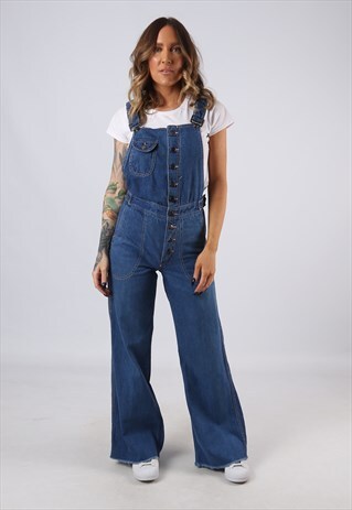 DENIM DUNGAREES WIDE FLARED LEG UK 6 - 8 (BJCI)