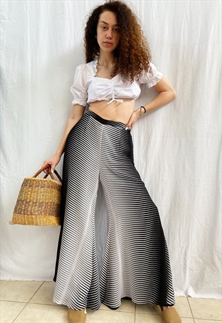 VINTAGE 80S STRIPED NAUTICAL PALAZZO HIGHWAISTED TROUSERS