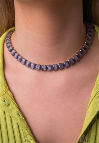VINTAGE PURPLE STONE NECKLACE
