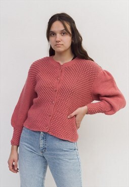Vintage Women's L XL Wool Cardigan Jacket Blazer Warm Knited