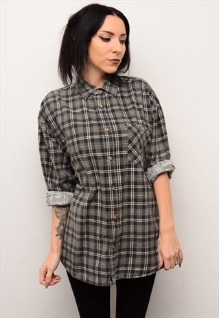 VINTAGE 90'S GRUNGE CHECKED FLANNEL OVERSIZED SHIRT