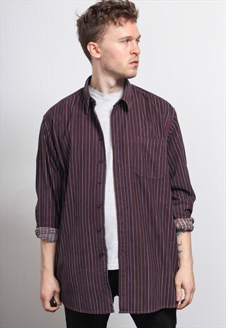 VINTAGE CORDUROY CORD STRIPED SHIRT
