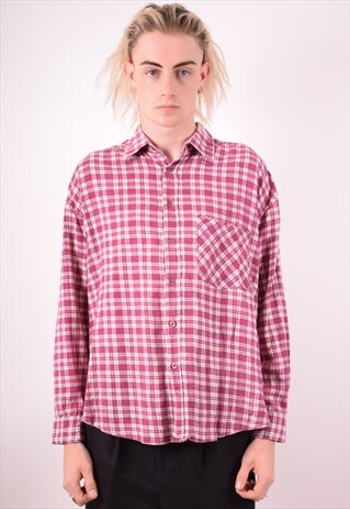 MENS VINTAGE SHIRT XL PURPLE CHECK 90S