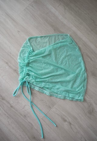 Twinkle mint ruched sheer skirt