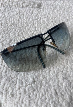 Vintage Y2K Gucci blue toned diamante logo sunglasses