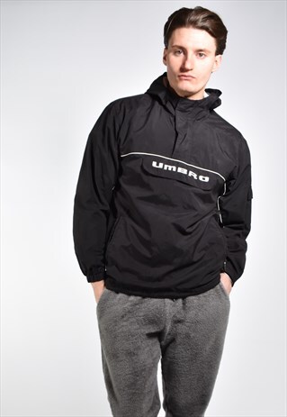 VINTAGE UMBRO HOODED PULLOVER WINDBREAKER JACKET
