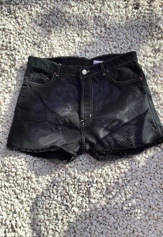 LEVIS HIGH WAIST DENIM ACID WASH CHARCOAL SHORTS