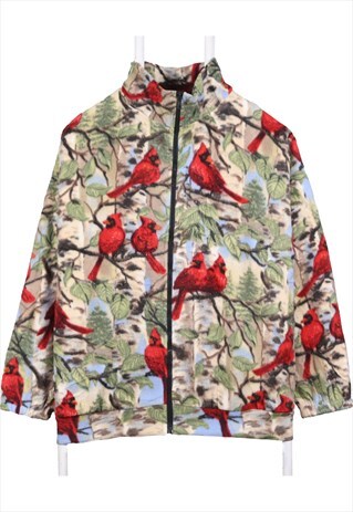 Vintage 90's Black Mountain Fleece Jumper Birds Full Zip Up