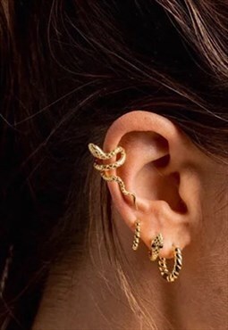 Snake Ear Cuff, Gold Plated on Sterling Silver Wrap
