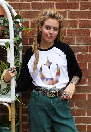 HANDPAINTED METALLIC CRESCENT MOON BASEBALL JERSEY