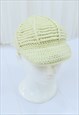Y2K VINTAGE CREAM KNITTED BAKER BOY CAP HAT