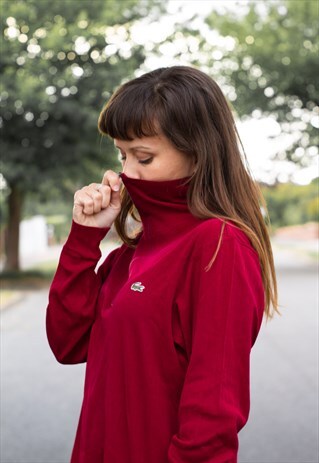 VINTAGE 90'S LACOSTE QUARTER ZIP JUMPER IN RED