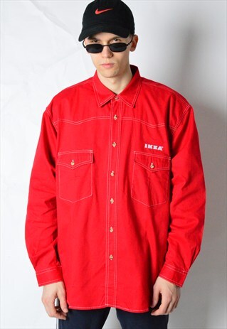 VINTAGE 90S RED EMBROIDERED IKEA SHIRT