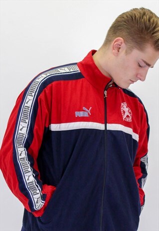VINTAGE PUMA SLEEVE DETAIL JACKET IN RED