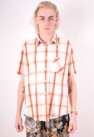 HUGO BOSS MENS VINTAGE SHIRT MEDIUM MULTI CHECK 90S