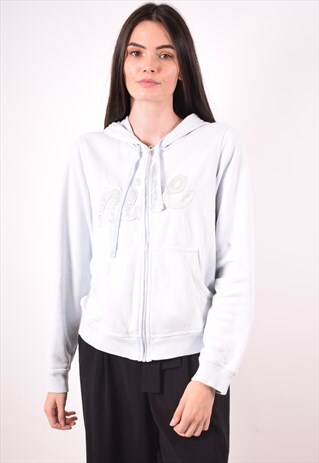 NIKE WOMENS VINTAGE HOODIE JACKET LARGE BLUE 90S