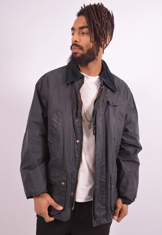 MENS VINTAGE WAX JACKET XL GREEN 90S