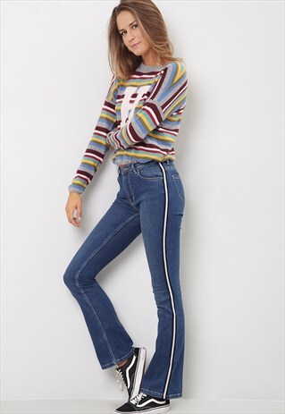 SIDE STRIPE FLARED JEANS