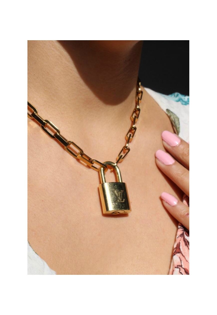 Thousands of Products LV Lock and Key Fob Necklace, lv choker necklace