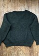 VINTAGE DARK GREEN KNITTED WOOL EMBROIDERY JUMPER