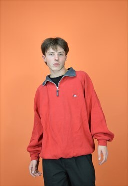Vintage red classic 80's 1/4 zip sweatshirt 