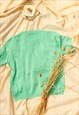 MINT SHORT SLEEVE EMBROIDERED DETAIL KNIT TOP