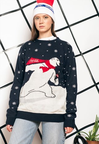 COCA COLA KNIT JUMPER - 90S VINTAGE XMAS SWEATER
