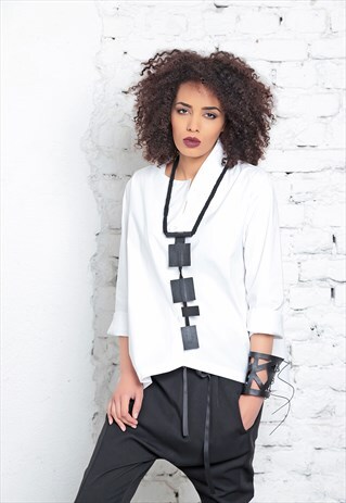 ASYMMETRIC BLOUSE, WOMENS TUNIC, WHITE TOP, PLUS SIZE TUNIC