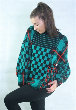 VINTAGE OVERSIZED ICELANDIC,PATTERNED,COSY KNIT JUMPER