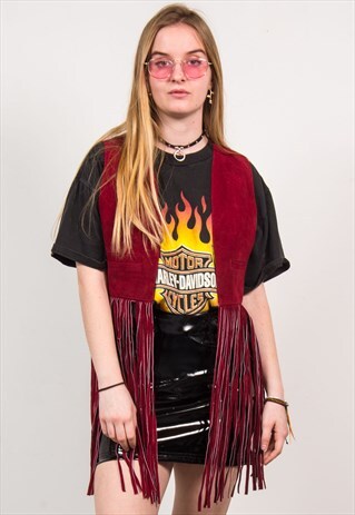VINTAGE 70'S SUEDE TASSEL FRINGE WAISTCOAT