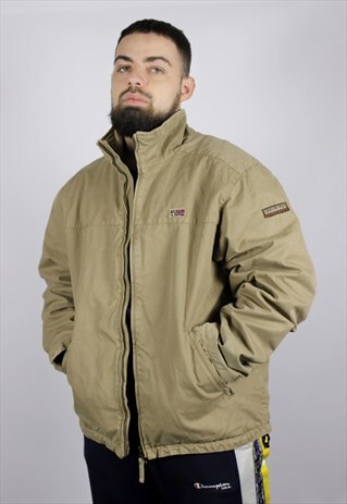 VINTAGE MENS NAPAPIJRI CASUAL JACKET BEIGE SIZE XL