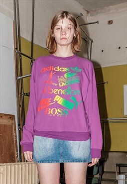 90's Vintage rasta logomania sweatshirt in purple
