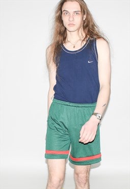 Vintage 90s classic sports shorts in green / red