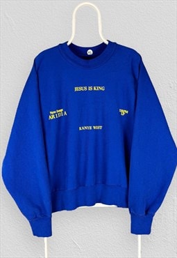 Kanye West Jesus Is King Blue Sweatshirt Yeezy Rare XL