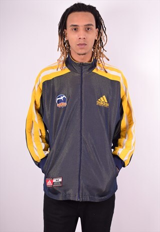 ADIDAS MENS VINTAGE TRACKSUIT TOP JACKET MEDIUM BLUE 90'S
