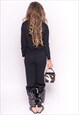 BLACK KNIT TOP & TROUSERS CO-ORD WITH FAUX FUR & SEQUINS