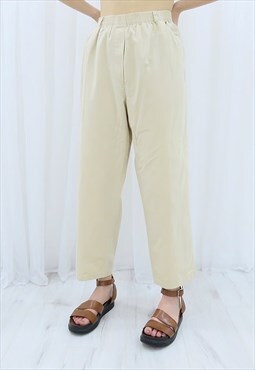 90s Vintage Cream High Waisted Trousers