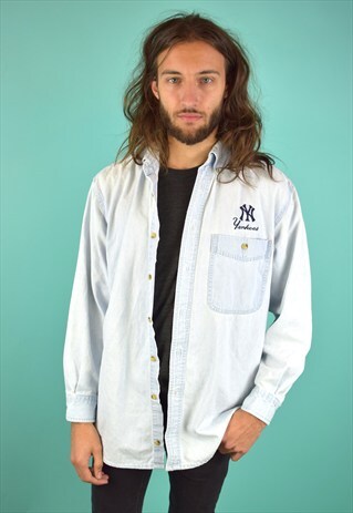 VINTAGE 90'S LEE 'NY YANKEES' DENIM SHIRT