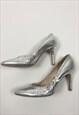 90'S NINA RICCI VINTAGE SILVER METALLIC STILETTO SHOES 4