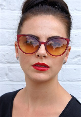 LARGE RED CATS EYE SUNGLASSES