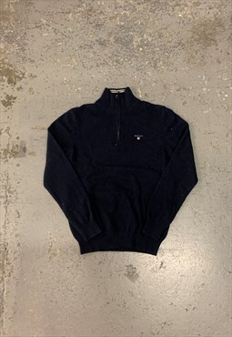 GANT Knit Jumper Navy Blue 1/4 Zip Sweater 