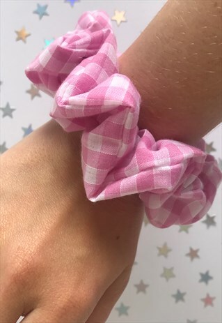 HANDMADE PINK GINGHAM SCRUNCHIE