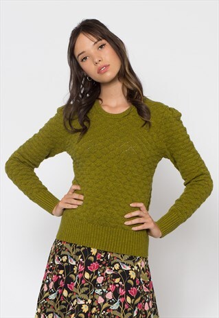 GREEN MARLE POINTELLE KNIT JUMPER
