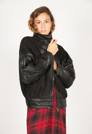 VINTAGE 80S BOMBER LEATHER JACKET / R062