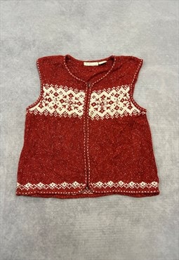Vintage Knitted Sweater Vest Abstract Patterned Knit 