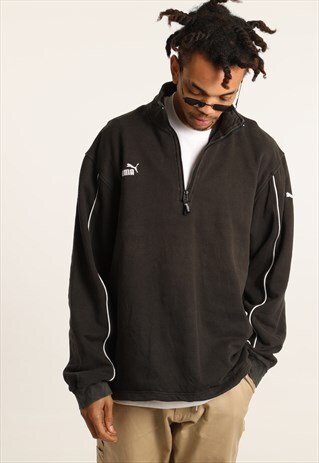 VINTAGE PUMA EMBROIDERED SPELL OUT 1/4 ZIP SWEATSHIRT