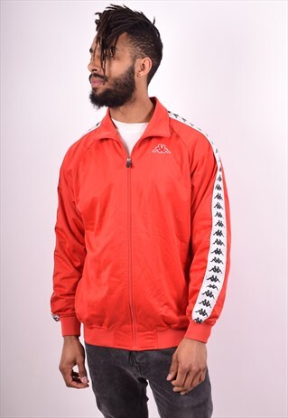 KAPPA MENS VINTAGE TRACKSUIT TOP JACKET LARGE RED 90S