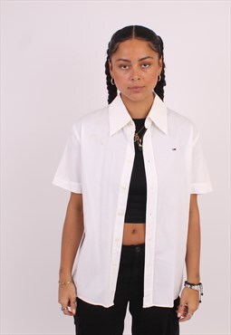 Womens Vintage Tommy Hilfiger White Short Sleeve Shirt
